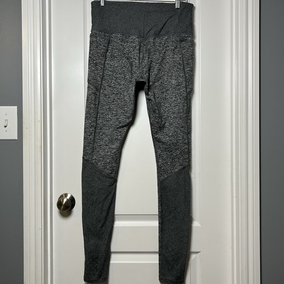 Athleta Exhale Heel Heathered Gray Tights Performance Everyday Active Style - Picture 2 of 2